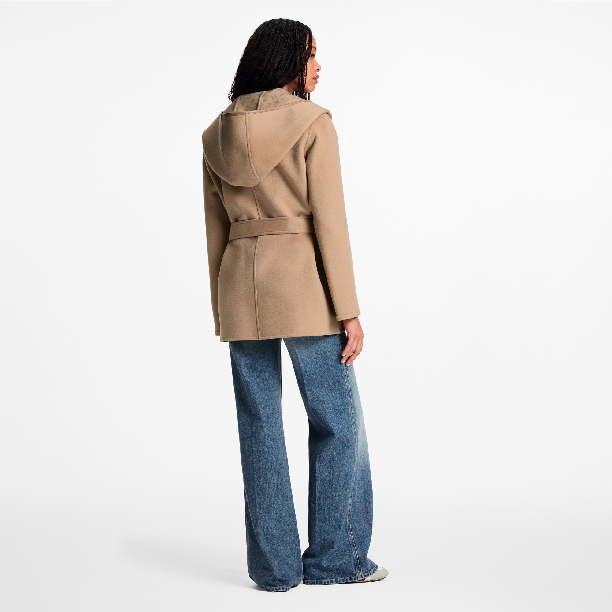 Belted Short Wrap Pea Coat - Luxury Beige | LOUIS VUITTON